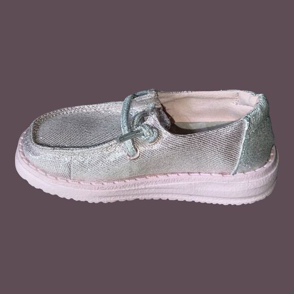 Infants' HEY DUDE Wendy Toddler Pink Shimmer Slip Ons Size 6 - Picture 3 of 5
